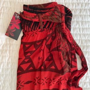 Tanoa NWT Flowy Pants with Pockets and Wrap Tie (Red)